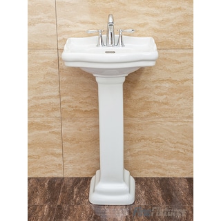 Fine Fixtures, Roosevelt White Pedestal Sink - Vitreous China Ceramic Material (4 Inch Faucet Spread hole)