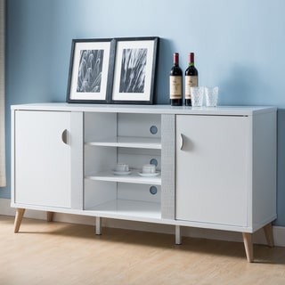 Furniture of America Tempton Contemporary Multi-storage Glossy White Buffet