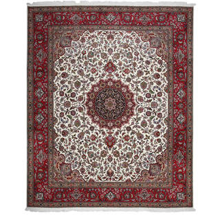 Madirut Red/White Wool Hand-knotted Oriental Area Rug (8'2 x 9'10)