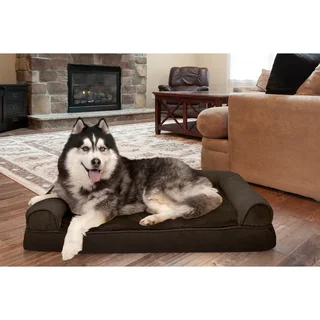 FurHaven Plush & Suede Memory Top Dog Couch Pet Bed