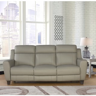 Abbyson Stanford Grey Leather Power Reclining Sofa
