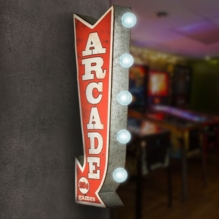 Arcade Games Metal Arrow Vintage Marquee Game Room Man Cave Bar Garage LED Signs