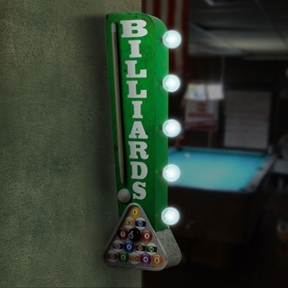 Billiards Pool Cue Vintage Marquee LED Sign Man Cave Wall Decor