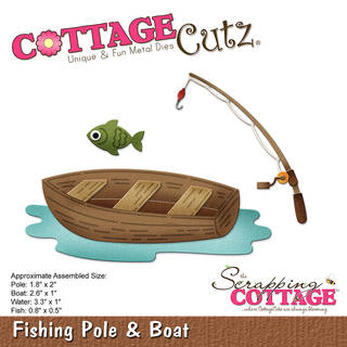 CottageCutz Die-Fishing Pole & Boat .8 To 3.3