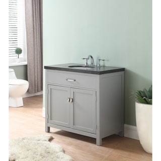 Newport Bathroom Vanity in Grey Finish with Blue Stone Marble Top