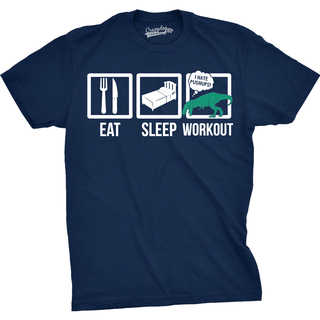 Mens Eat Sleep Workout Boxes Funny Fitness T Rex Dinosaur T shirt
