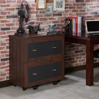 Furniture of America Helron Industrial 2-Drawer Vintage Walnut File Cabinet