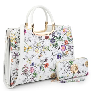 Dasein Women's Handbag PU leather Top Handle Briefcase with Matching Wallet