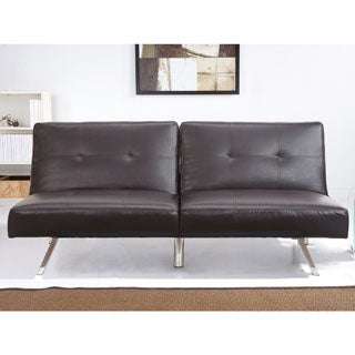 ABBYSON LIVING Aspen Espresso Brown Leather Foldable Futon Sleeper Sofa Bed