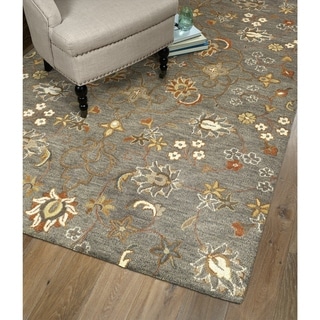 Hand-Tufted Christopher Tabriz Pewter Green Wool Rug (9'0 x 12'0) - 9' x 12'