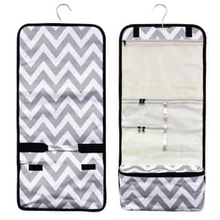 Zodaca Grey/ White Chevron Travel Hanging Cosmetic Carry Bag Toiletry Wash Organizer Storage