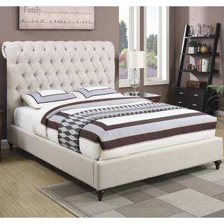 Modern Design Upholstered Bed with Diamond Button Tufted Headboard and Nailhead Trim