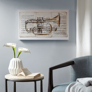 Madison Park Brass Trumpet Grey Paint Embellished Canvas
