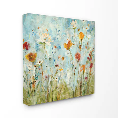 Abstract Summer Wildflowers Stretched Canvas Wall Art