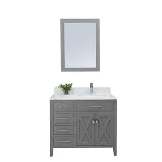 36 inch Belvedere Traditional Freestanding Grey Bathroom Vanity w/ marble top