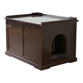 Brown Wooden Extra-Large Cat House and Litter Box