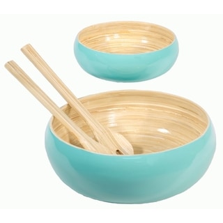 Salad-Bowls Set of 2 Bamboo Salad Bowls & Serving Spoons