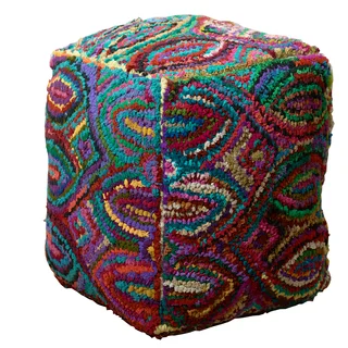 LR Home Multicolored 20-inch Ikat Indoor Pouf
