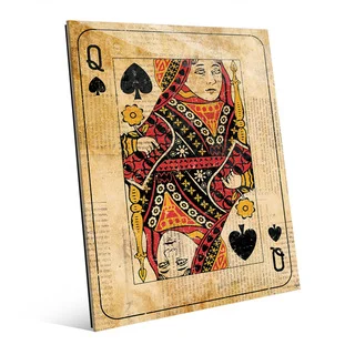 Vintage Queen Playing Card Wall Art Glass Print