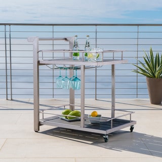 Cape Coral Outdoor Aluminum Bar Cart by Christopher Knight Home