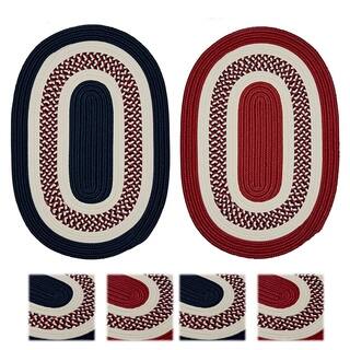 Patriotic Red & Blue Indoor/Outdoor Reversible Oval Braided Rug (3' x 5') - 3' x 5'