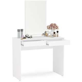 Boahaus Contemporary White Vanity Set with Dressing Table with Mirror and 2 Drawers