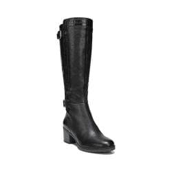 Women's Naturalizer Rozene Tall Wide Calf Boot Black Ontario Leather/Printed Croco