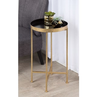 Porch & Den Alamo Heights Zambrano Round Metal Foldable Tray Accent Table