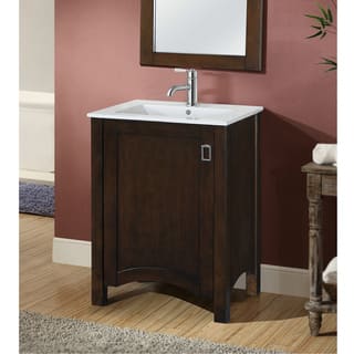 Contemporary Style Brown 24-inch Single Sink Bathroom Vanity