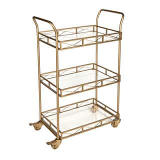 Kate and Laurel Ketia Goldtone Metal and Glass 3-tiered Tray Bar Cart