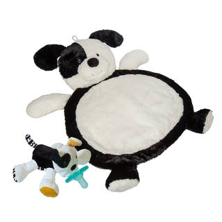 Mary Meyer Baby Mat - Black & White Puppy with WubbaNub Tic Tac Toby Infant Pacifier