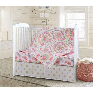 Laural Home Paisley Pink 3-Piece Baby Bedding Set