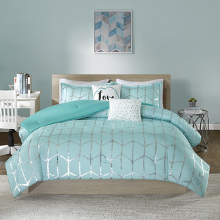 Intelligent Design Khloe Aqua/ Silver 5-piece Comforter Set