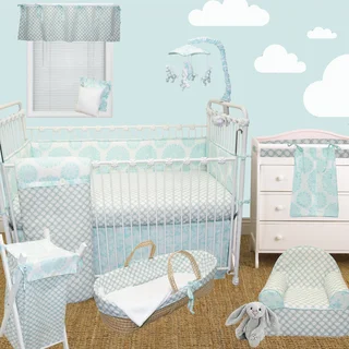 Cotton Tale Sweet and Simple Aqua/Blue 4-piece Crib Bedding Set