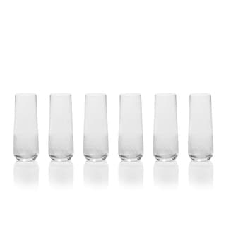 "Vitorrio" 5.75" Tall Stemless Champagne Glass, Frosted Design (Set of 6)
