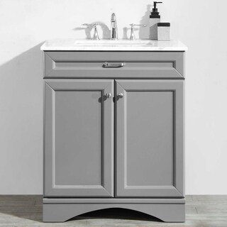 Naples Grey Wood 30-inch Vanity with Marble Top