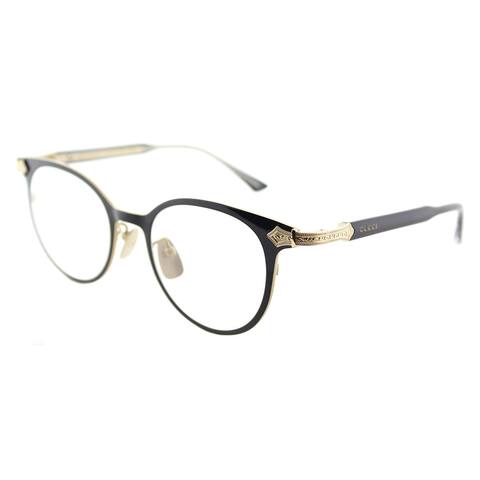 Gucci GG 0068O 001 Black Gold Titanium 49mm Round Eyeglasses