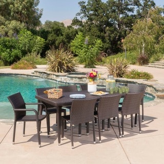 Dover Outdoor 9-piece Rectangular Aluminum Wicker Dining Set by Christopher Knight Home