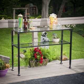 Harper Blvd Clairmont Metal/Glass Outdoor Console Table