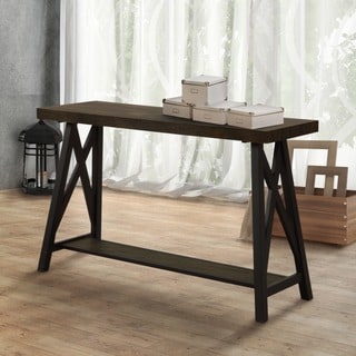 Furniture of America Reynolds Two-Tone Medium Weathered Oak/ Black Sofa Table