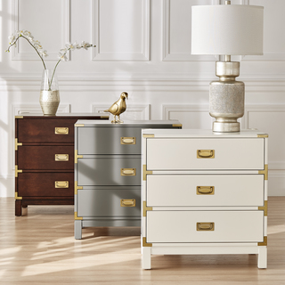 Kedric 3-Drawer Gold Accent End Table Nightstand by iNSPIRE Q Bold