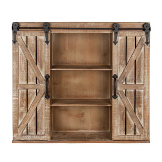 Kate and Laurel Cates Rustic Wood Wall Storage Cabinet with Sliding Barn Doors