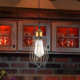 VONN Lighting 5 in. Industrial Pendant Lighting with LED Filament Bulb in Aged Bronze, Arden Collection
