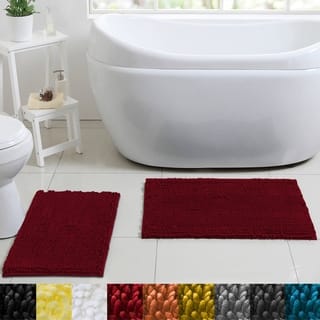 Sweet Home Collection 2 Piece Butter Chenille Bath Rug Set (Option: Burgundy)