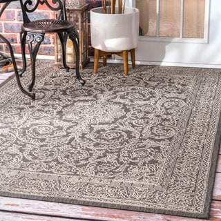 nuLOOM Made by Thomas Paul Indoor/Outdoor Traditional Floral Medallion Grey Rug (8'6 x 13')