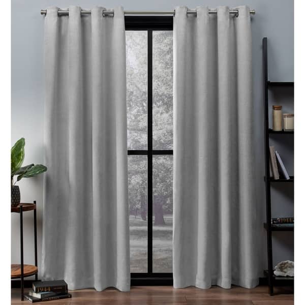 ATI Home Oxford Textured Sateen Room Darkening Blackout Grommet Top Curtain Panel Pair
