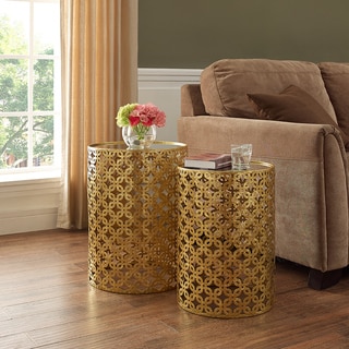 Set of Two Round Gold Nesting Tables