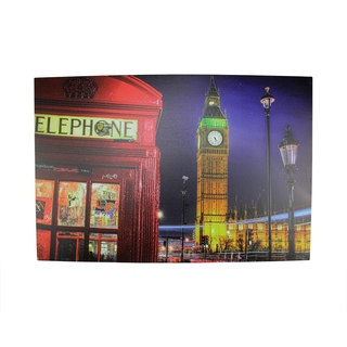 LED Lighted Famous Big Ben and Red Telephone Box London Canvas Wall Art 15.75" x 23.5"
