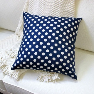 Artisan Pillows Indoor 18-inch Modern Country Cottage Shabby Chic Home Polka Dot Medium Dot in Navy Blue - Pillow Cover Only