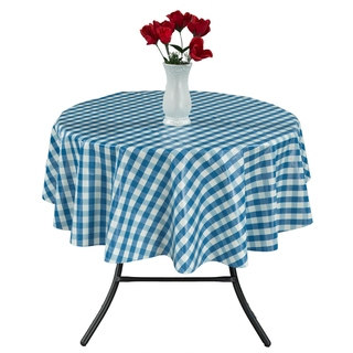 Berrnour Home 55" Round Indoor & Outdoor Checkered Design Tablecloth